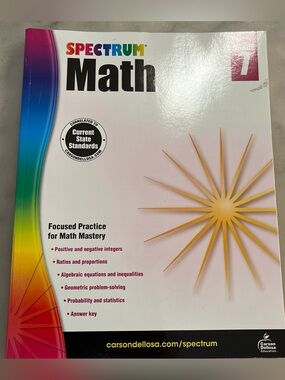 Spectrum Math Grade 7 Workbook - Bright Multi-Color Cover